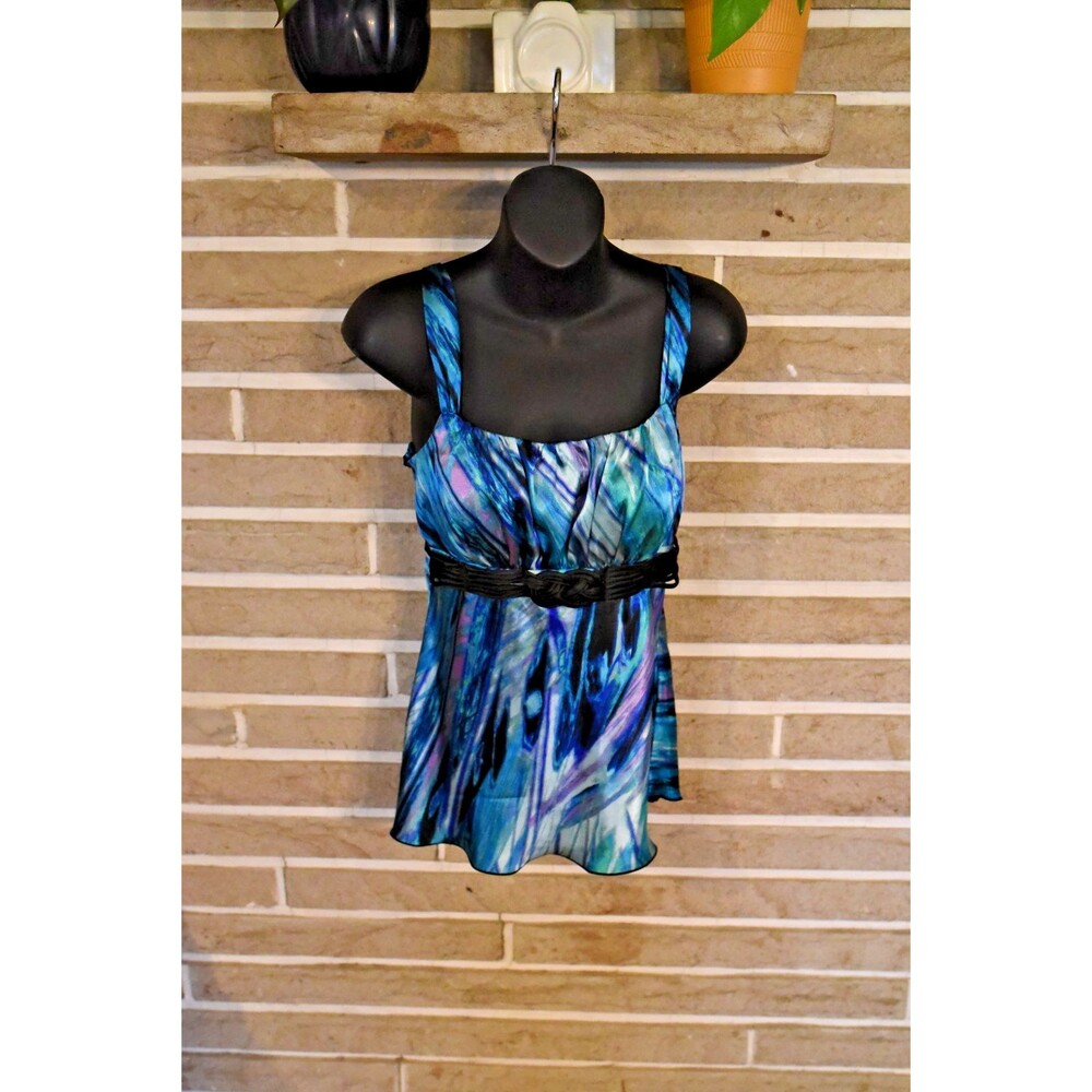 Vintage Y2K I.N. Blue Small Babydoll Fairy Tie Back Tank Empire Waist satin